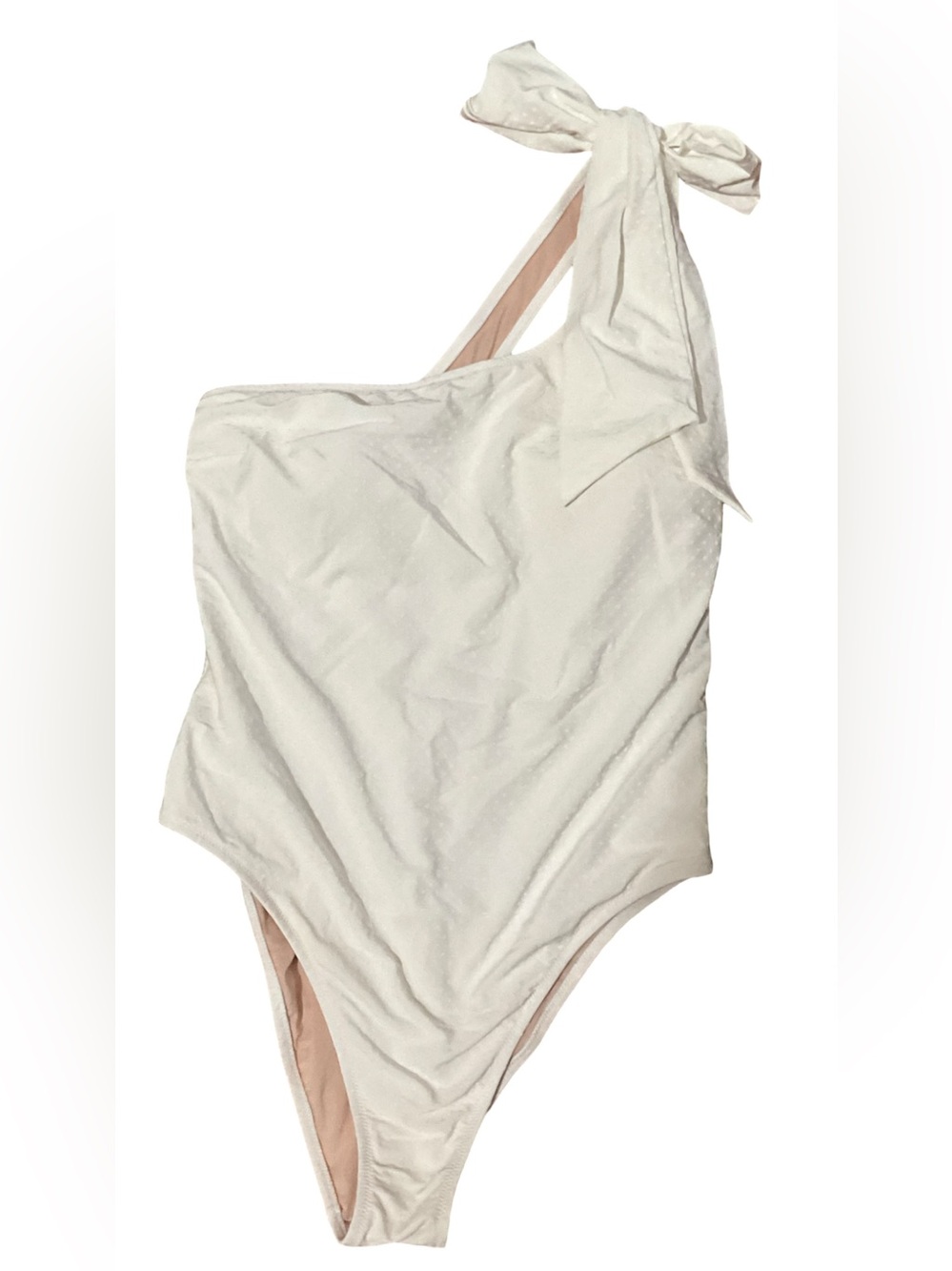 Victoria’s Secret White Swiss Dot One Shoulder Bow One Piece Swimsuit